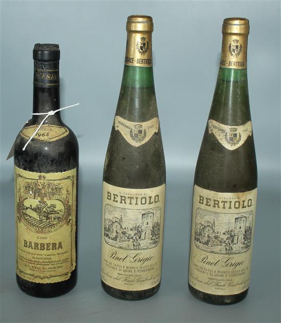 Italian Barbera Red and 2 Pinot Grigio white